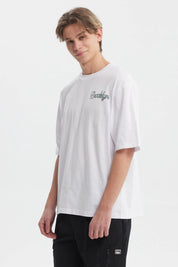 Polera Hombre Oversize Doble Print Blanco