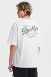 Polera Hombre Oversize Doble Print Blanco