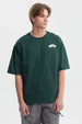 Polera Hombre Oversize Doble Print Verde