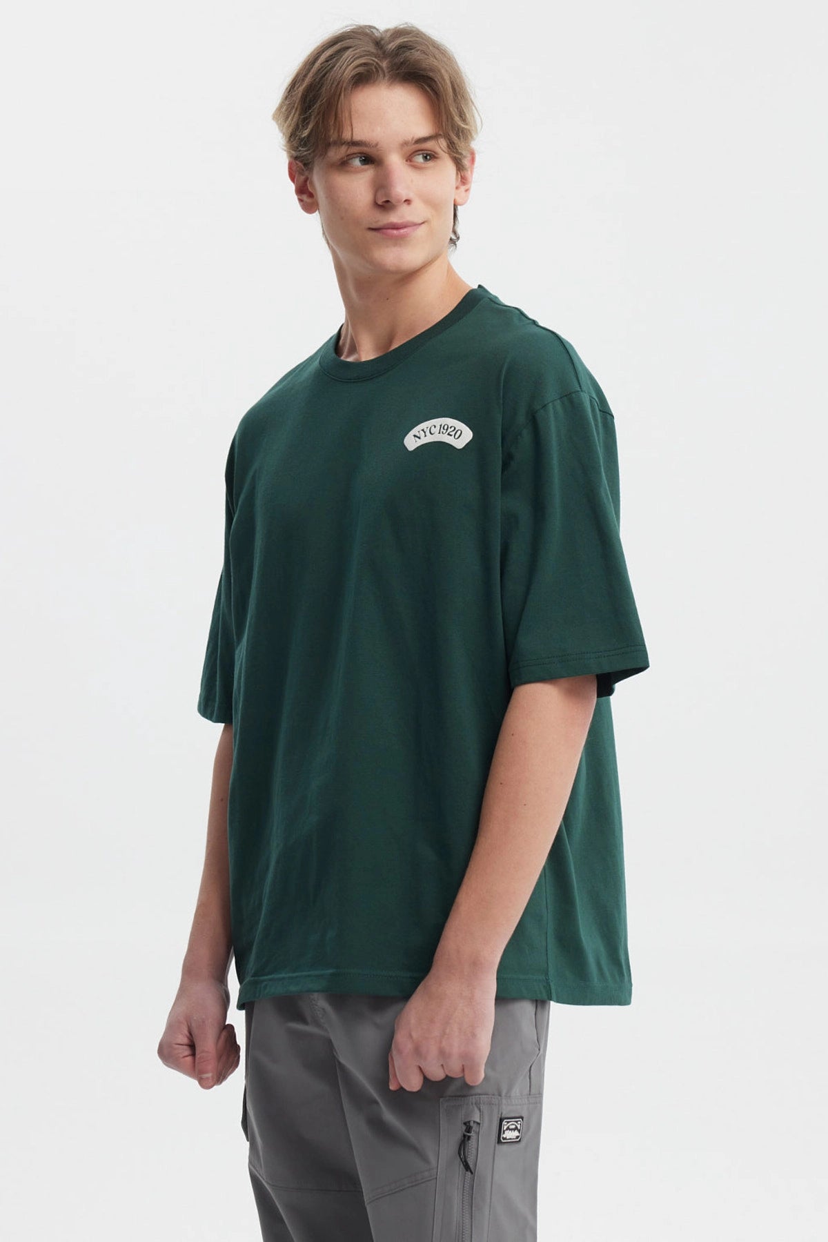 Polera Hombre Oversize Doble Print Verde