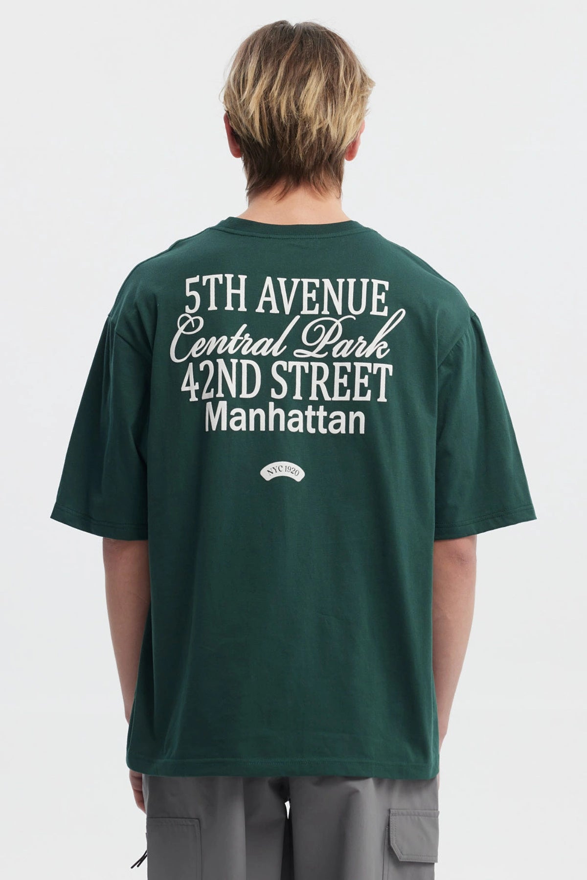 Polera Hombre Oversize Doble Print Verde