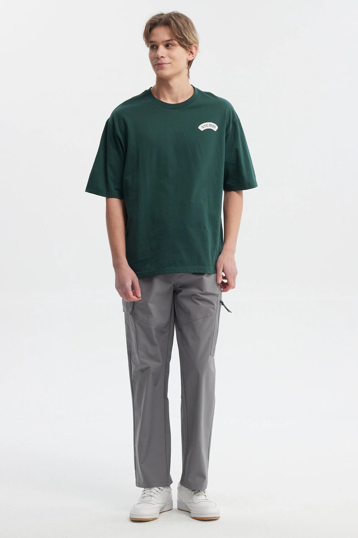 Polera Hombre Oversize Doble Print Verde