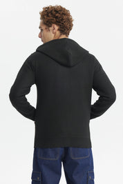 Sweater Hombre Hoodie Liso Con Micropolar Negro