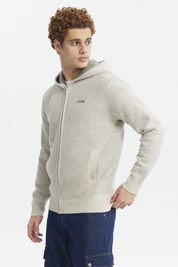 Sweater Hombre Hoodie Liso Con Micropolar Beige