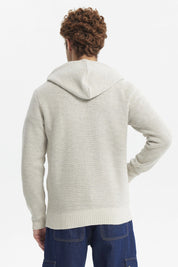 Sweater Hombre Hoodie Liso Con Micropolar Beige