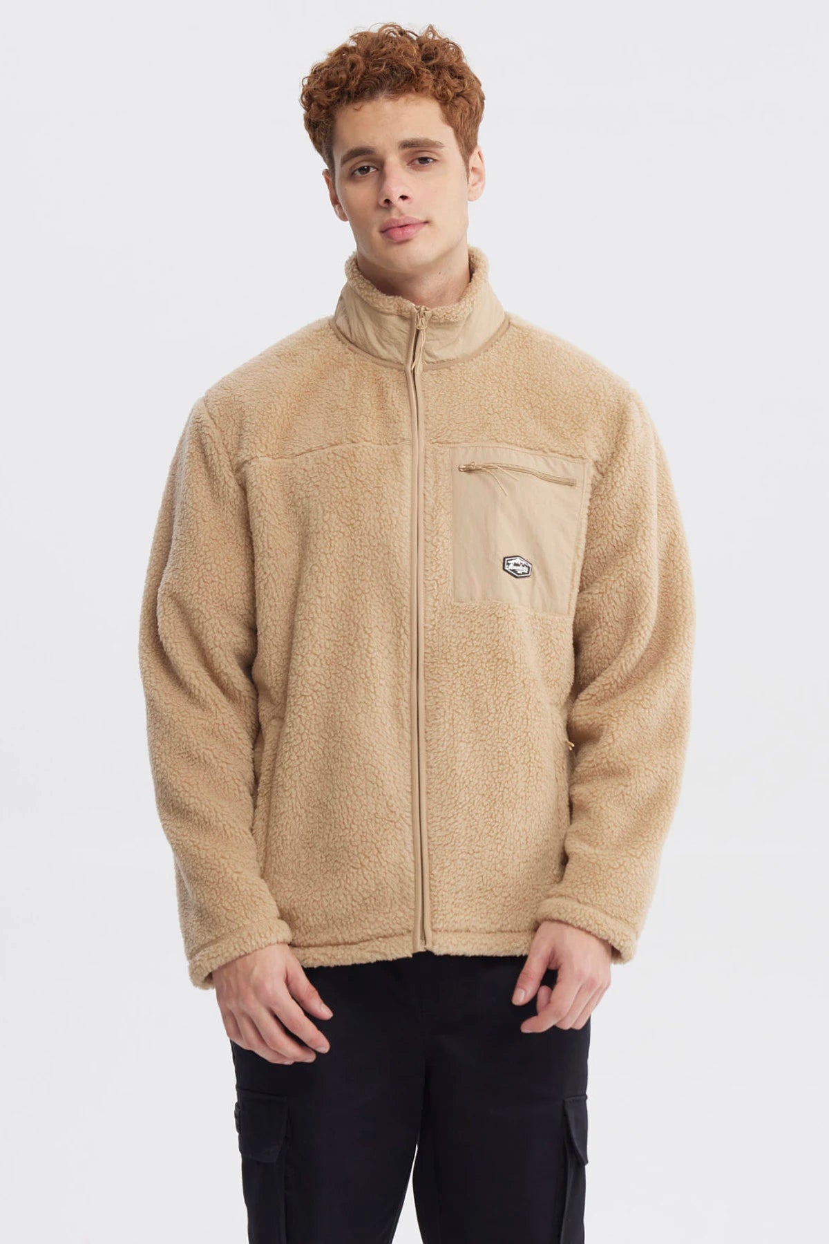 Polar slim kaki para hombre con diseño liso y bolsillo en el pecho