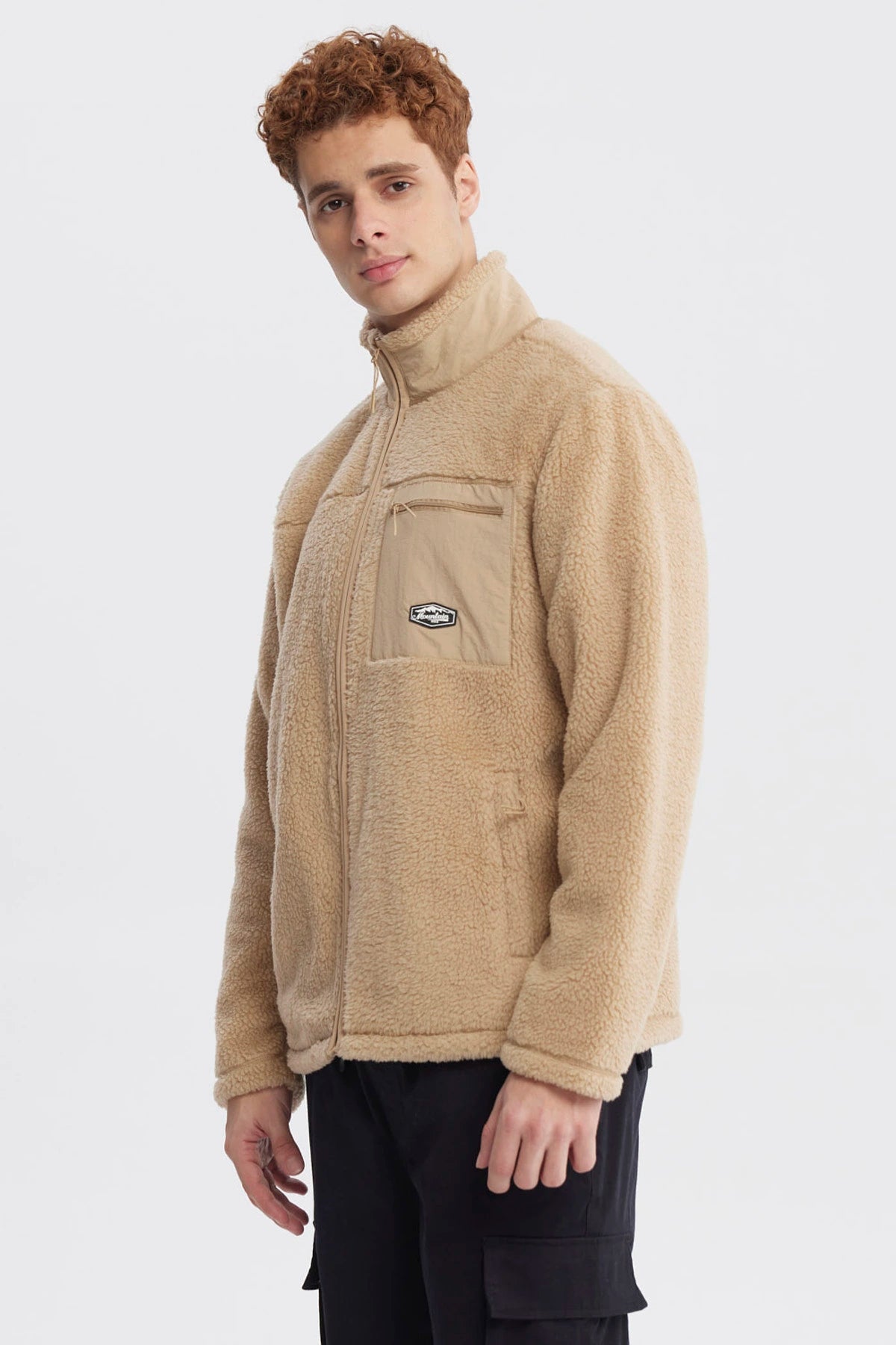 Polar slim kaki para hombre con diseño liso y bolsillo en el pecho