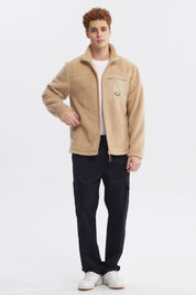 Polar slim kaki para hombre con diseño liso y bolsillo en el pecho