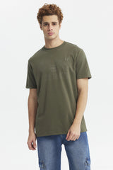 Polera Hombre Regular Print A Tono Verde Militar