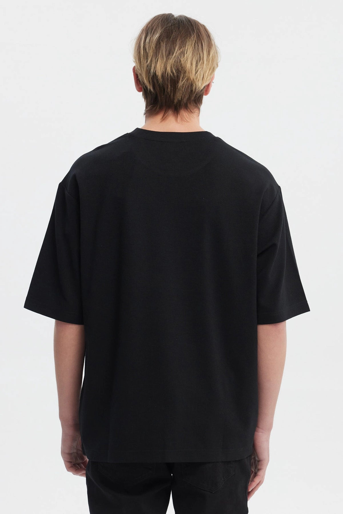 Polera Hombre Waffle Label Negro