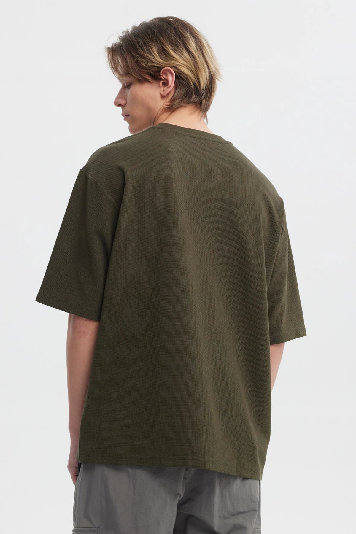 Polera Hombre Waffle Label Verde Militar