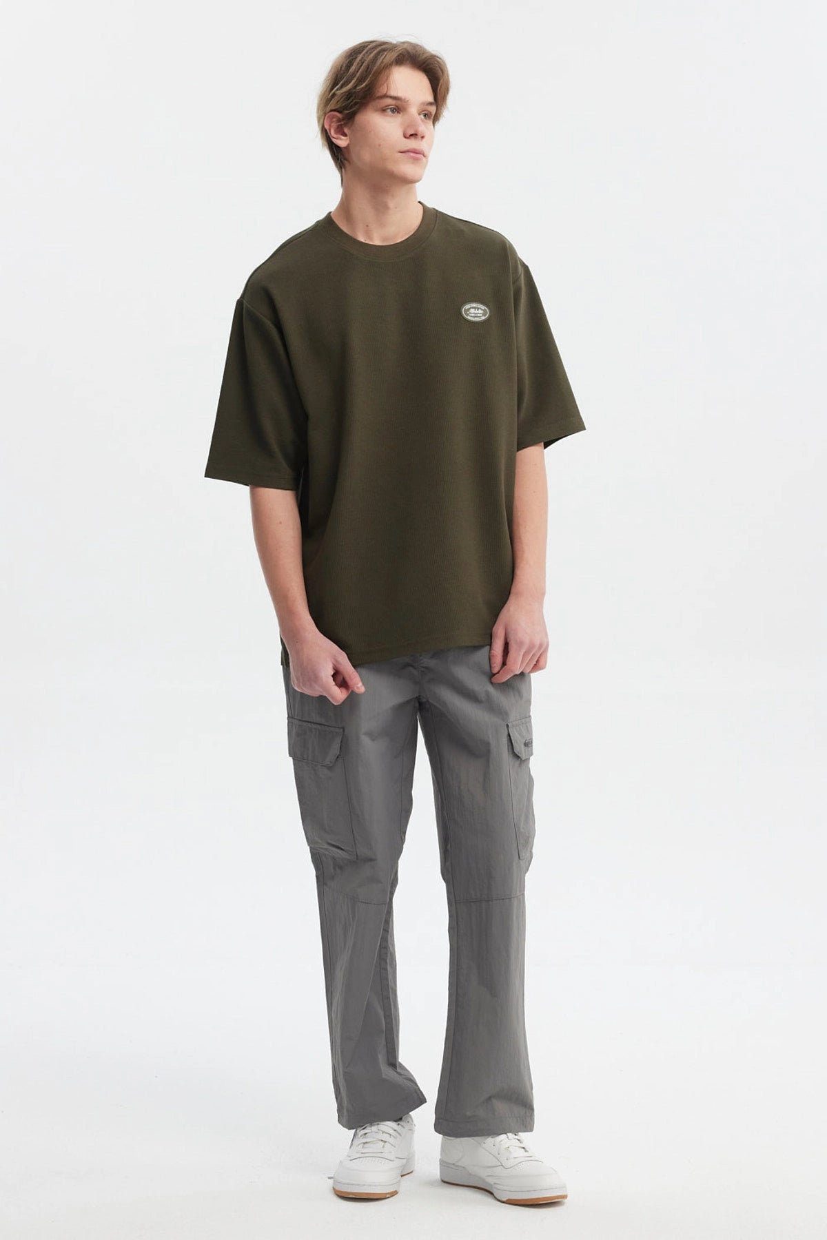 Polera Hombre Waffle Label Verde Militar