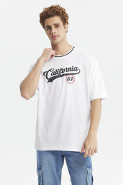 Polera Hombre Oversize Print City Blanco
