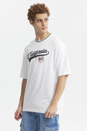 Polera Hombre Oversize Print City Blanco