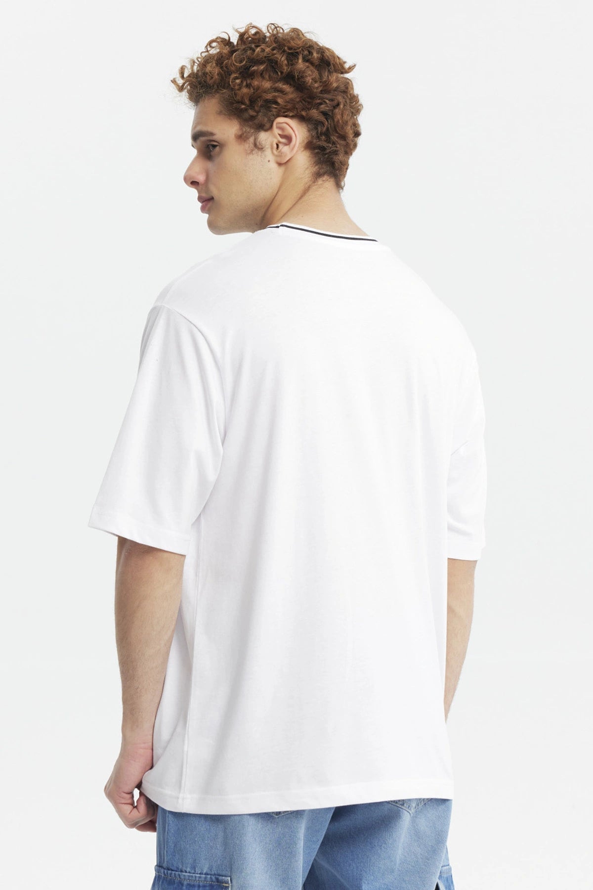 Polera Hombre Oversize Print City Blanco