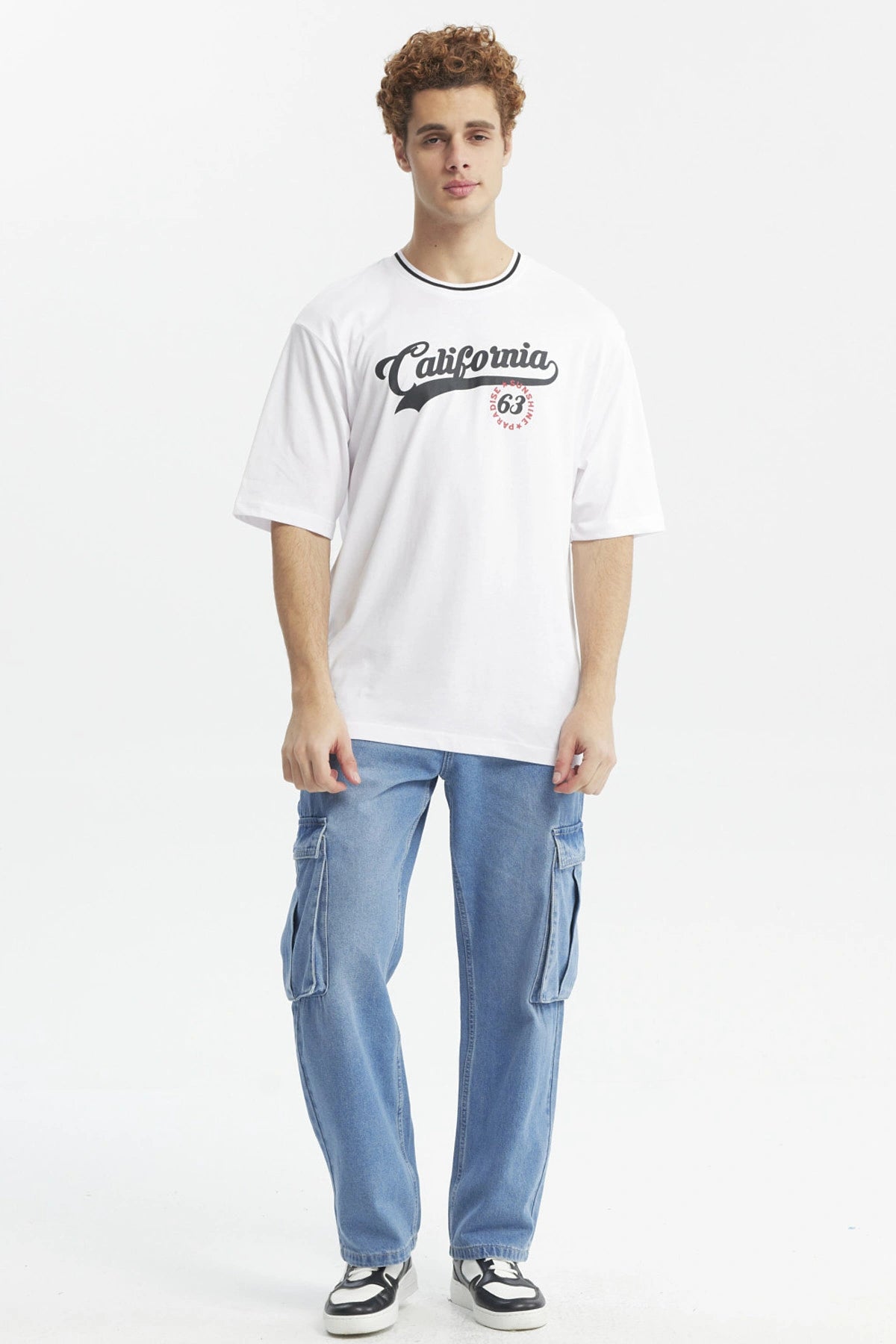 Polera Hombre Oversize Print City Blanco