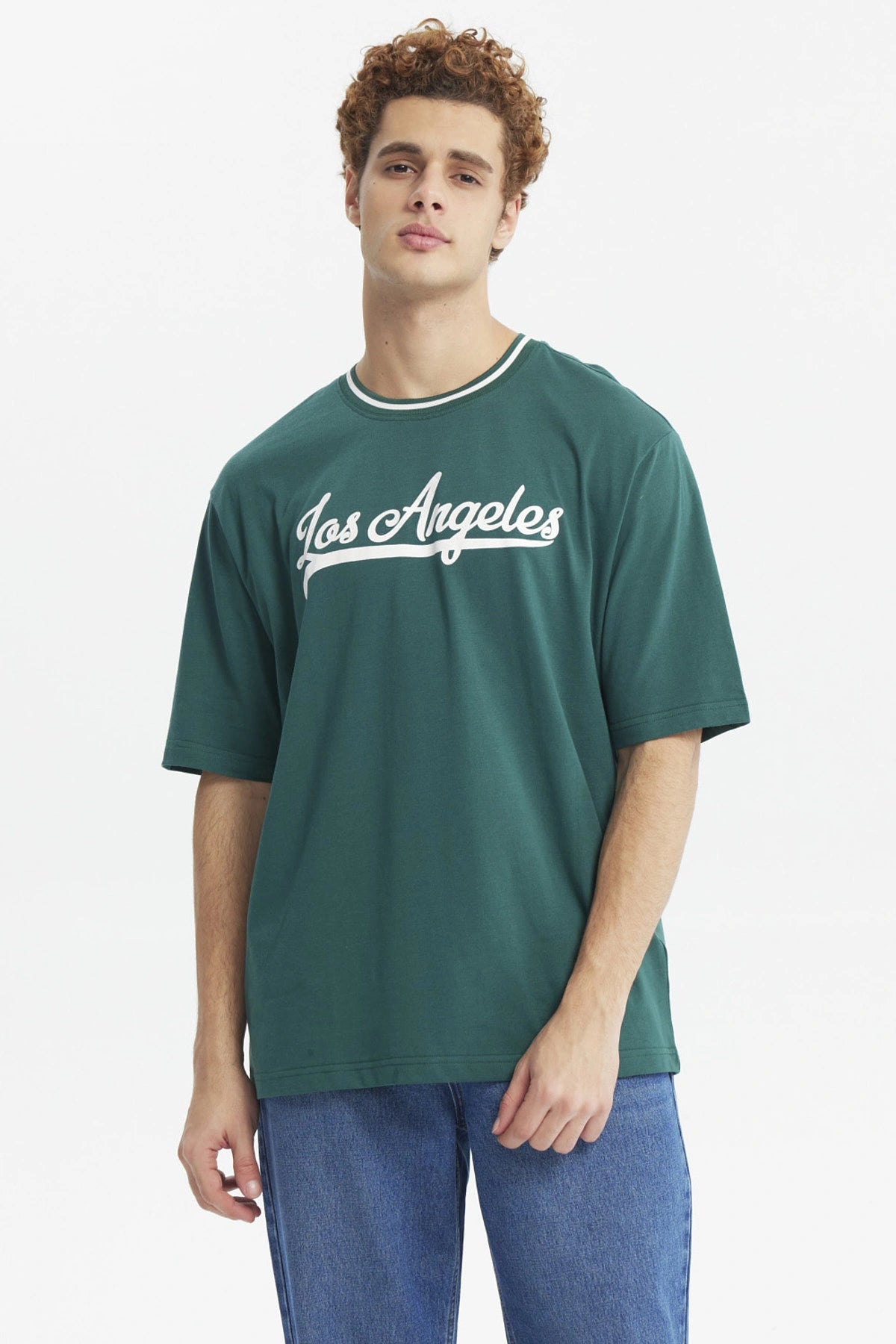 Polera Hombre Oversize Print City Verde