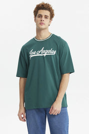 Polera Hombre Oversize Print City Verde