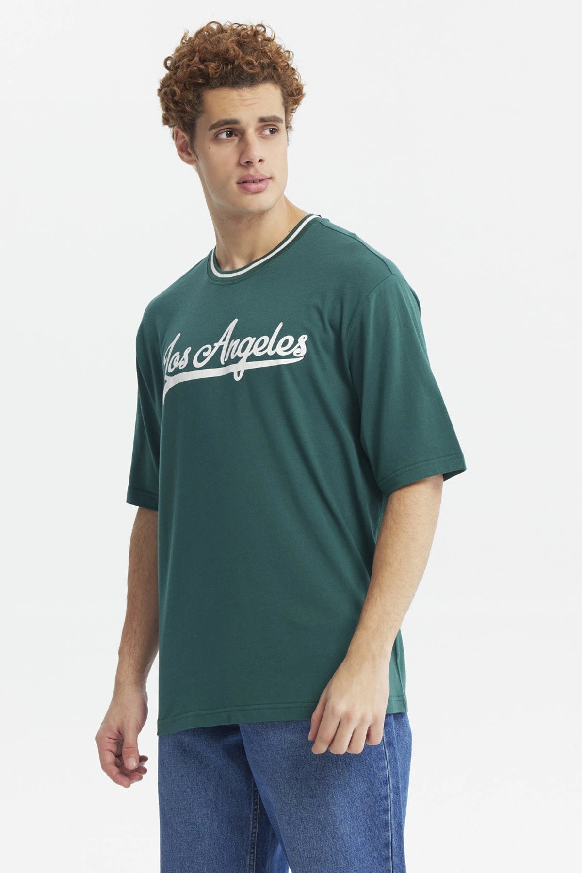 Polera Hombre Oversize Print City Verde