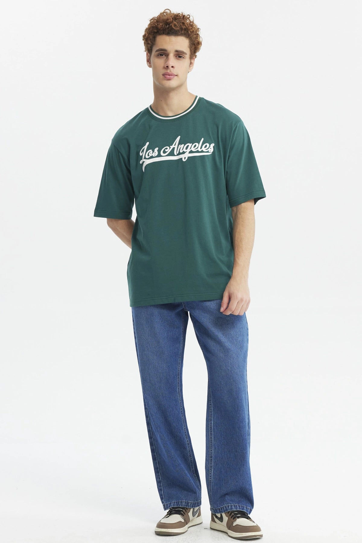 Polera Hombre Oversize Print City Verde