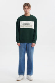 Polerón oversize verde con cuello redondo y estampado California San Francisco en el pecho estilo casual