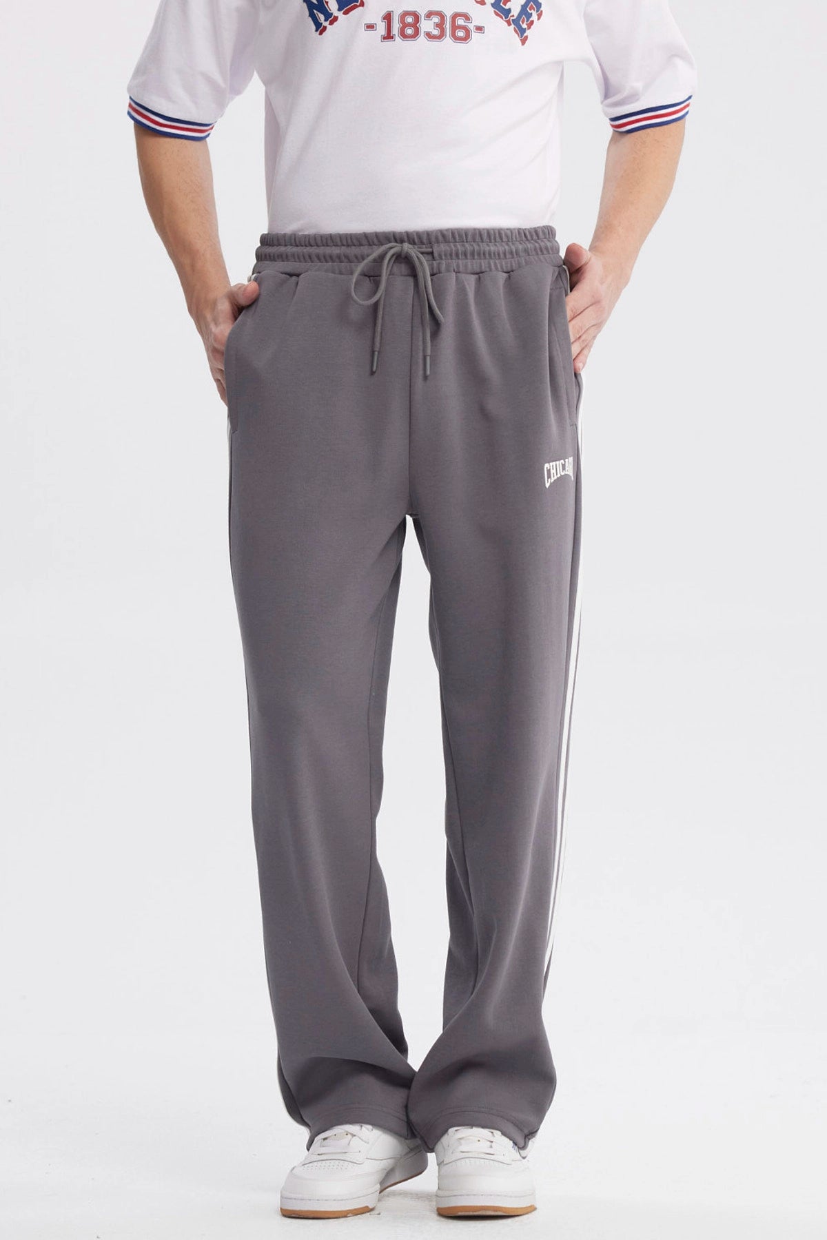 Pantalón Buzo Hombre Calce Recto Gris