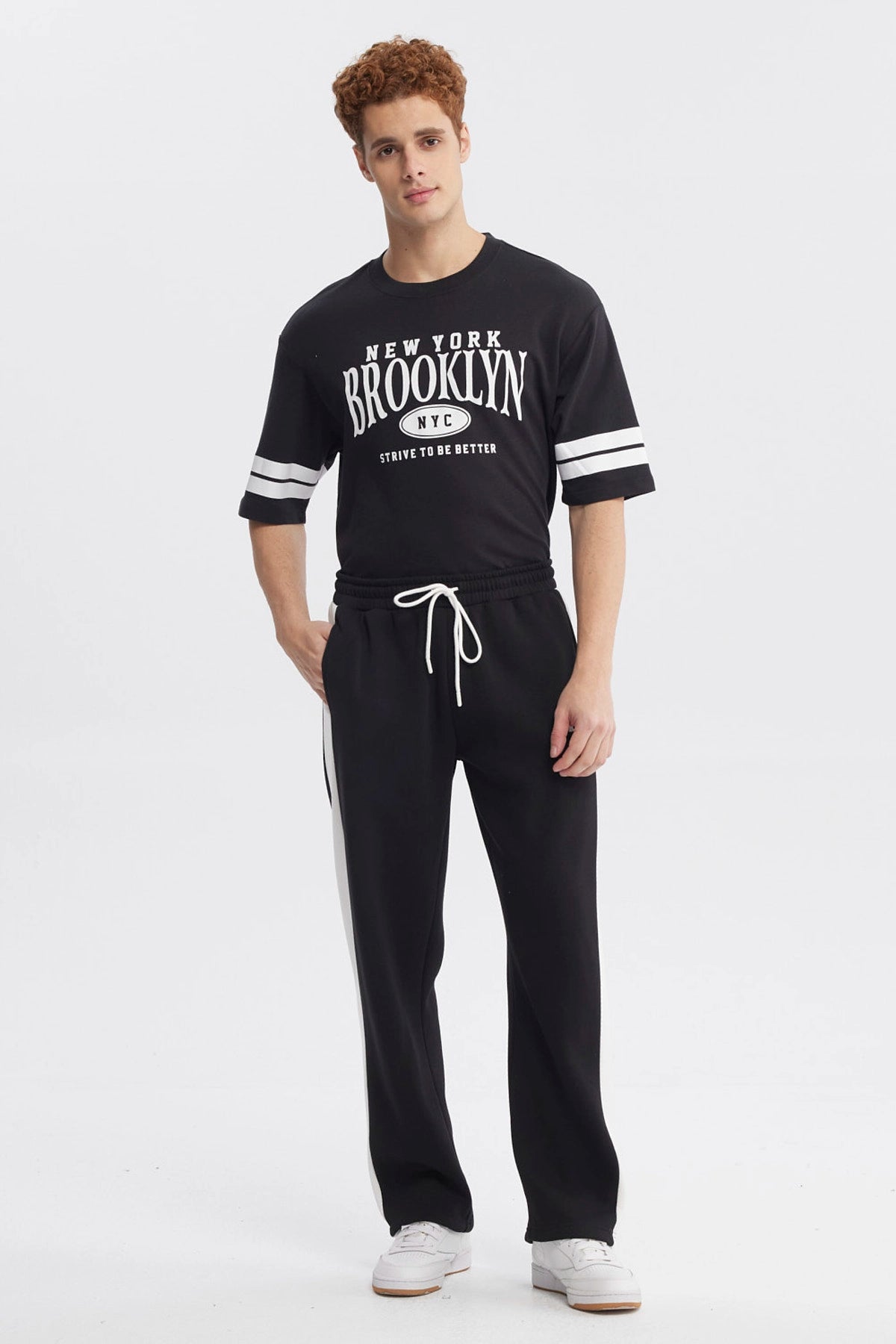 Pantalón Buzo Hombre Calce Recto Negro