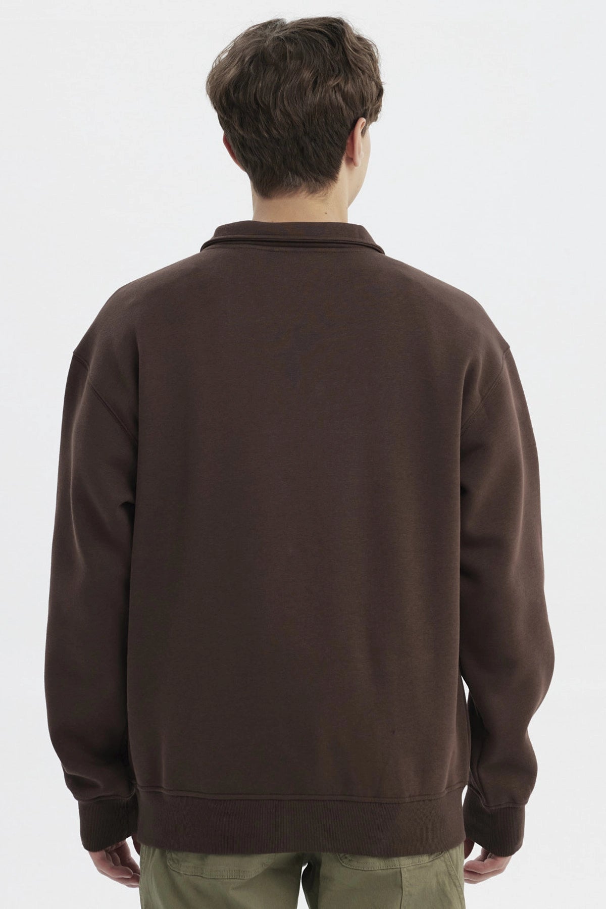 Polerón Hombre Slim Half Zipper Chocolate