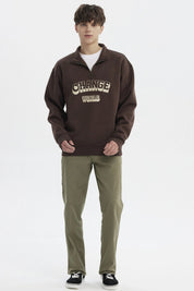 Polerón Hombre Slim Half Zipper Chocolate