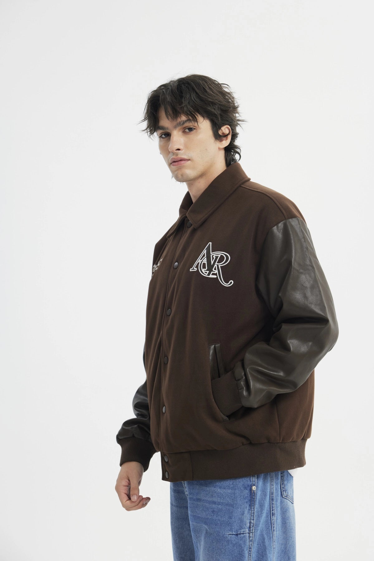 Chaqueta Hombre Cuello Camisero Café