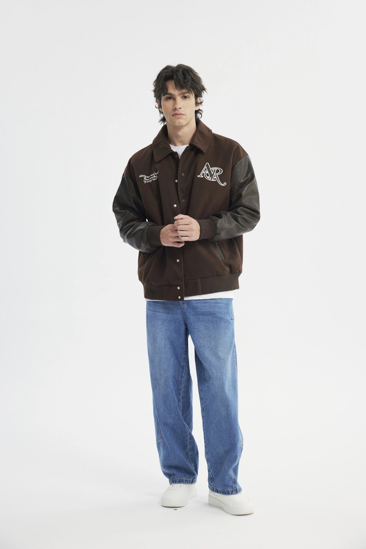 Chaqueta Hombre Cuello Camisero Café
