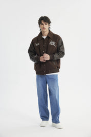 Chaqueta Hombre Cuello Camisero Café