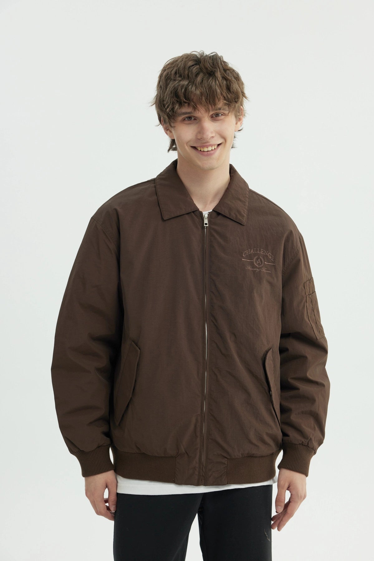 Chaqueta Hombre Cuello Camisero Café
