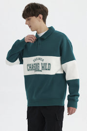 Polerón Hombre Slim Cuello Polo Verde