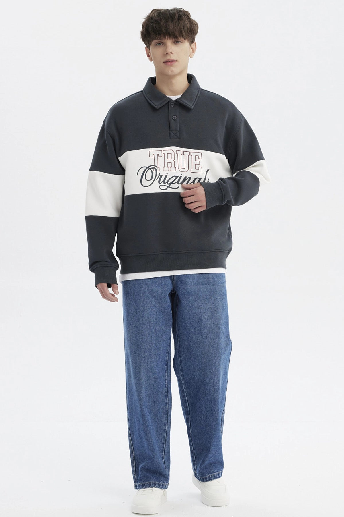 Polerón Hombre Slim Cuello Polo Marengo