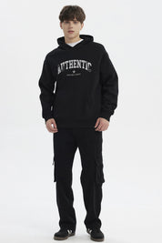 Polerón Hombre Slim Con Gorro Negro
