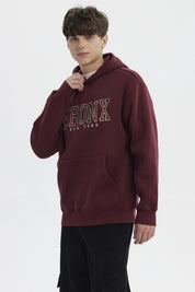 Polerón Hombre Slim Con Gorro Burdeo