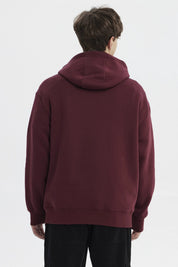 Polerón Hombre Slim Con Gorro Burdeo