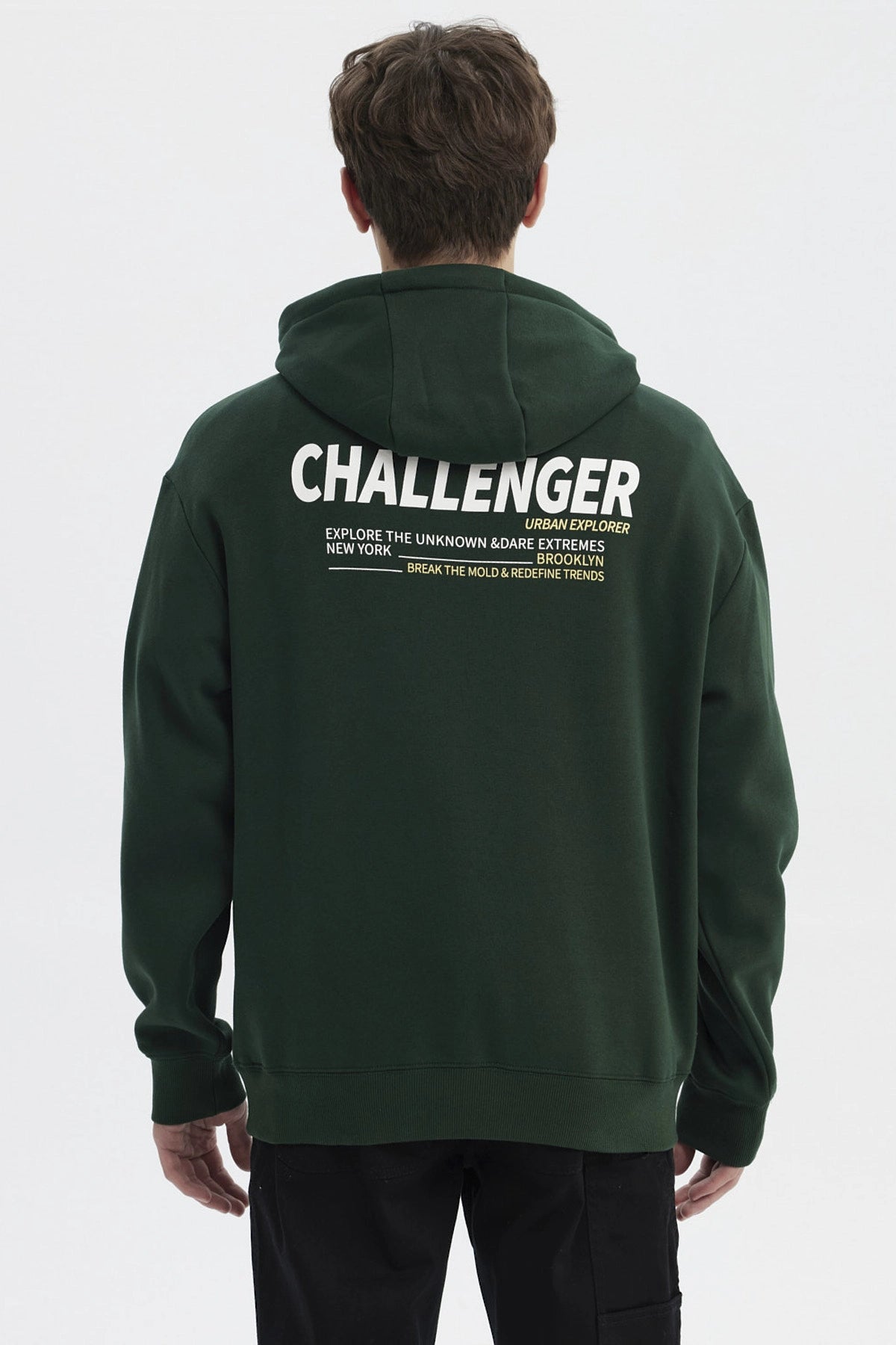 Polerón Hombre Slim Con Gorro Verde