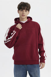 Polerón Hombre Slim Con Gorro Burdeo
