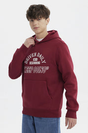 Polerón Hombre Slim Con Gorro Burdeo