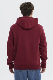 Polerón Hombre Slim Con Gorro Burdeo