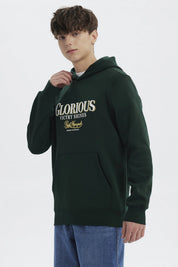 Polerón Hombre Slim Con Gorro Verde