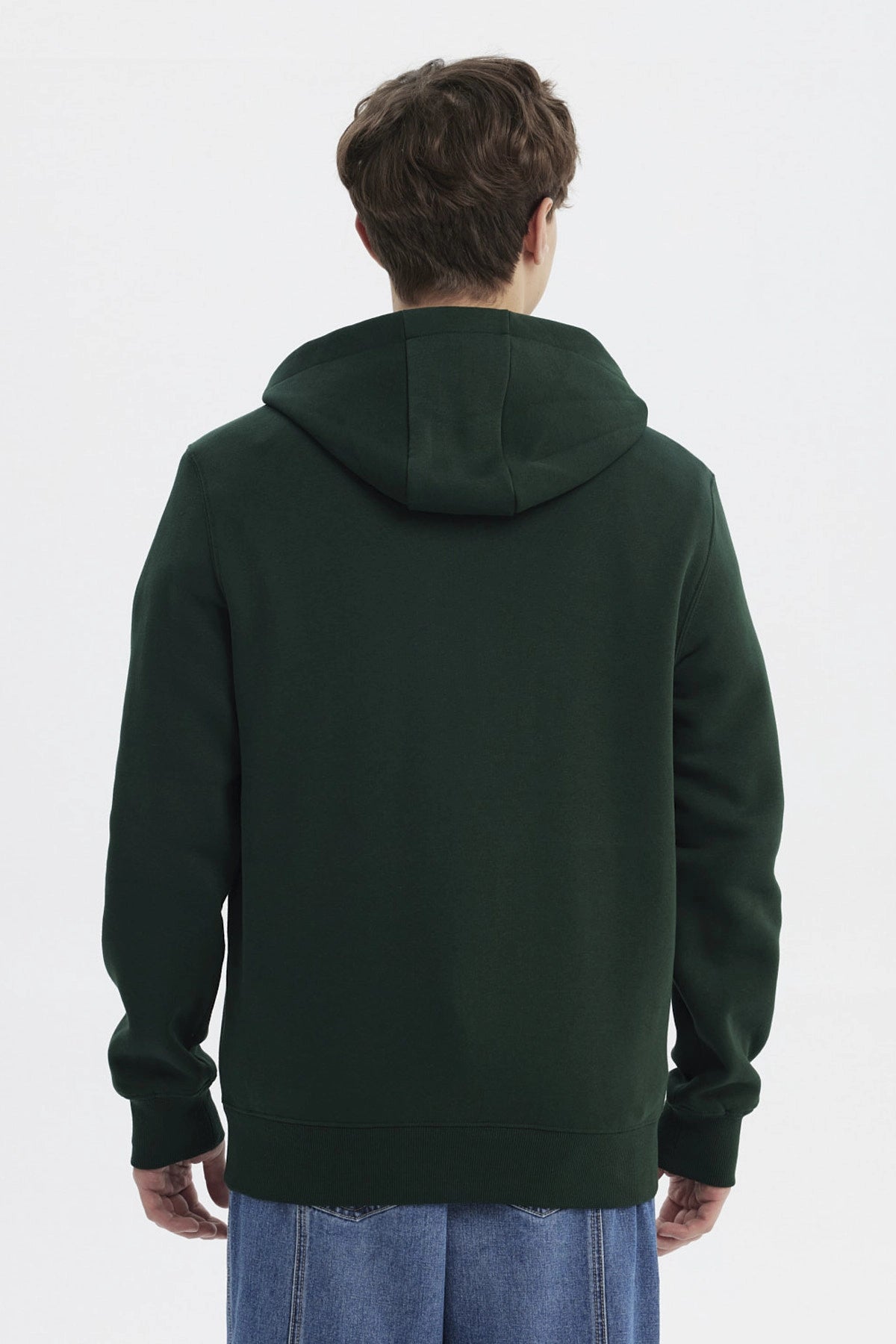 Polerón Hombre Slim Con Gorro Verde