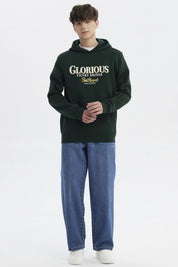Polerón Hombre Slim Con Gorro Verde