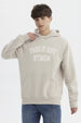 Polerón Hombre Slim Con Gorro Beige Oscuro