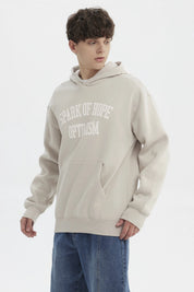 Polerón Hombre Slim Con Gorro Beige Oscuro