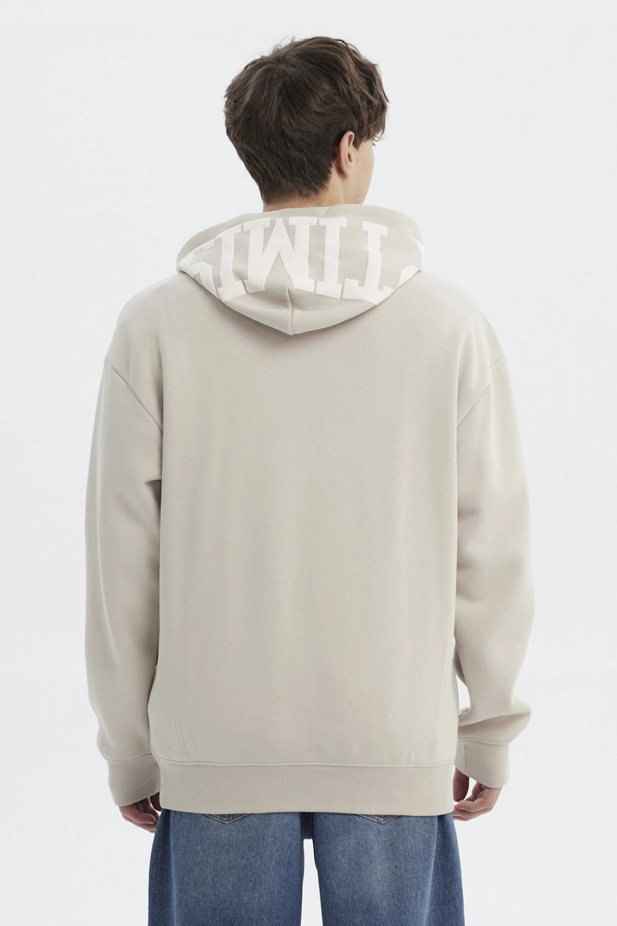 Polerón Hombre Slim Con Gorro Beige Oscuro