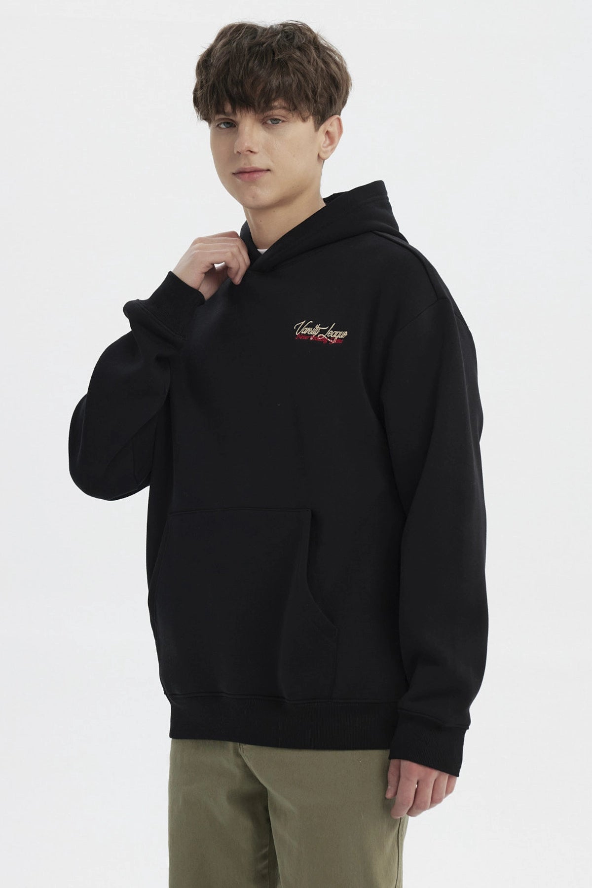 Polerón Hombre Slim Con Gorro Negro