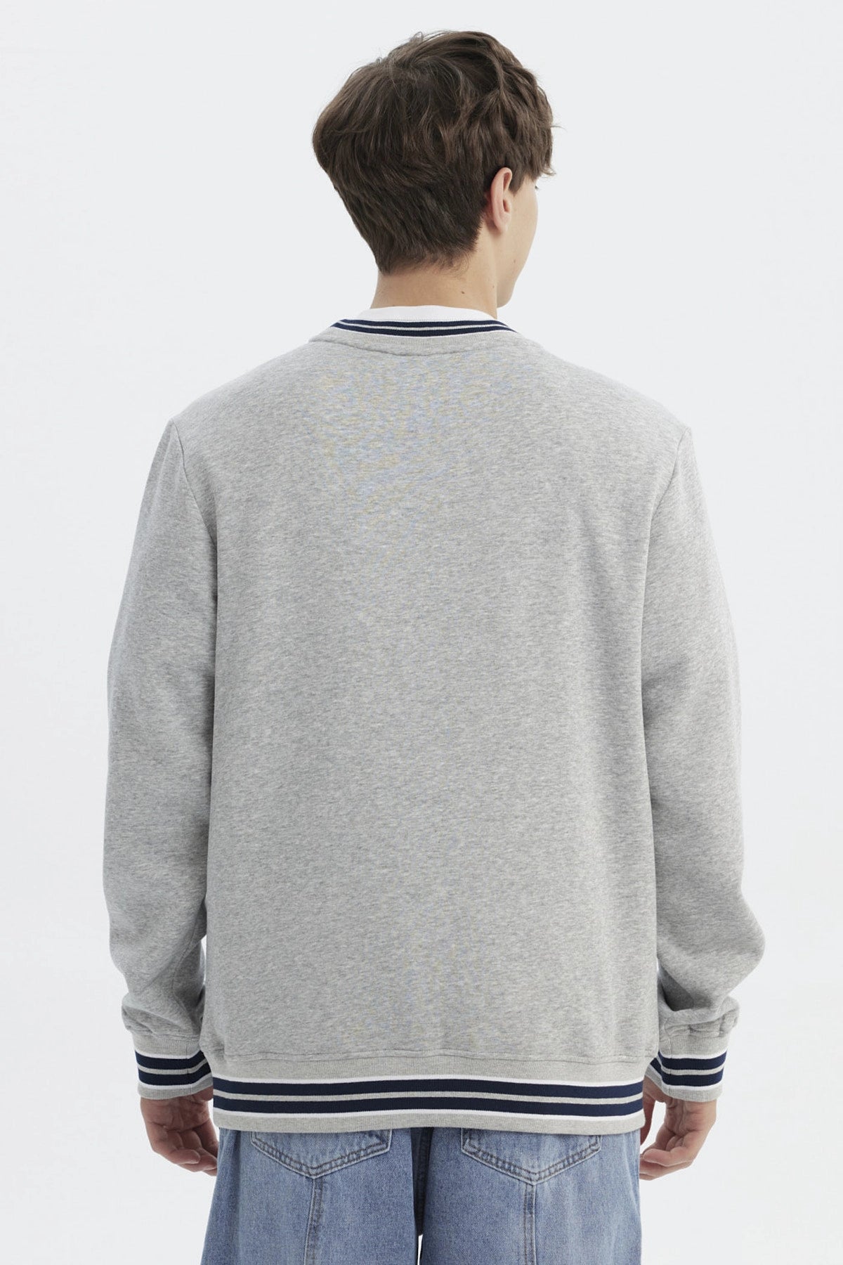 Polerón Hombre Slim Gris Melange